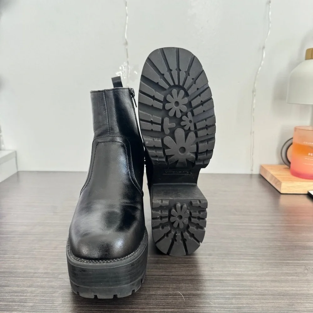 Black Leather Ankle Boots - Picture 3 of 4
